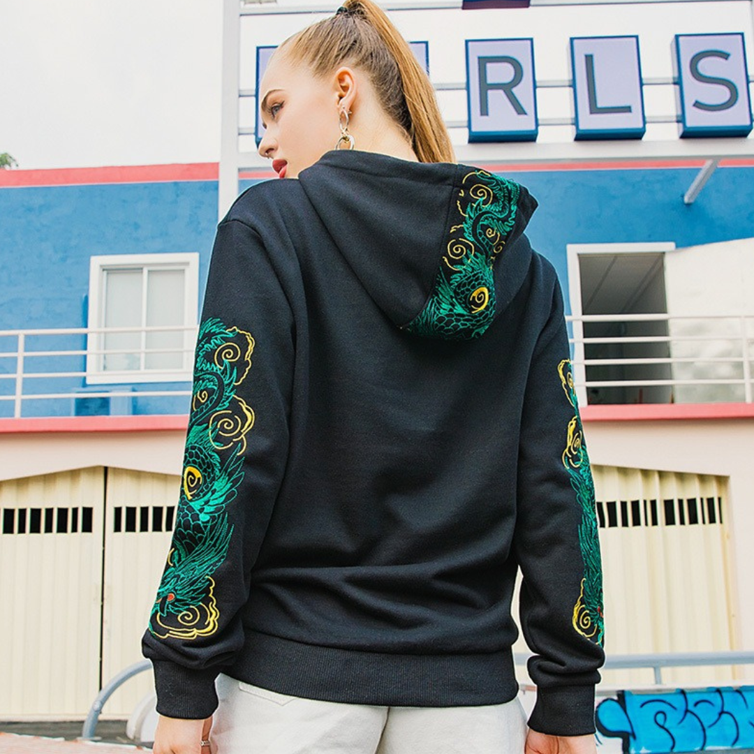 EMBROIDERY HOODIES AZURE DRAGON H033 ErosFashion2u