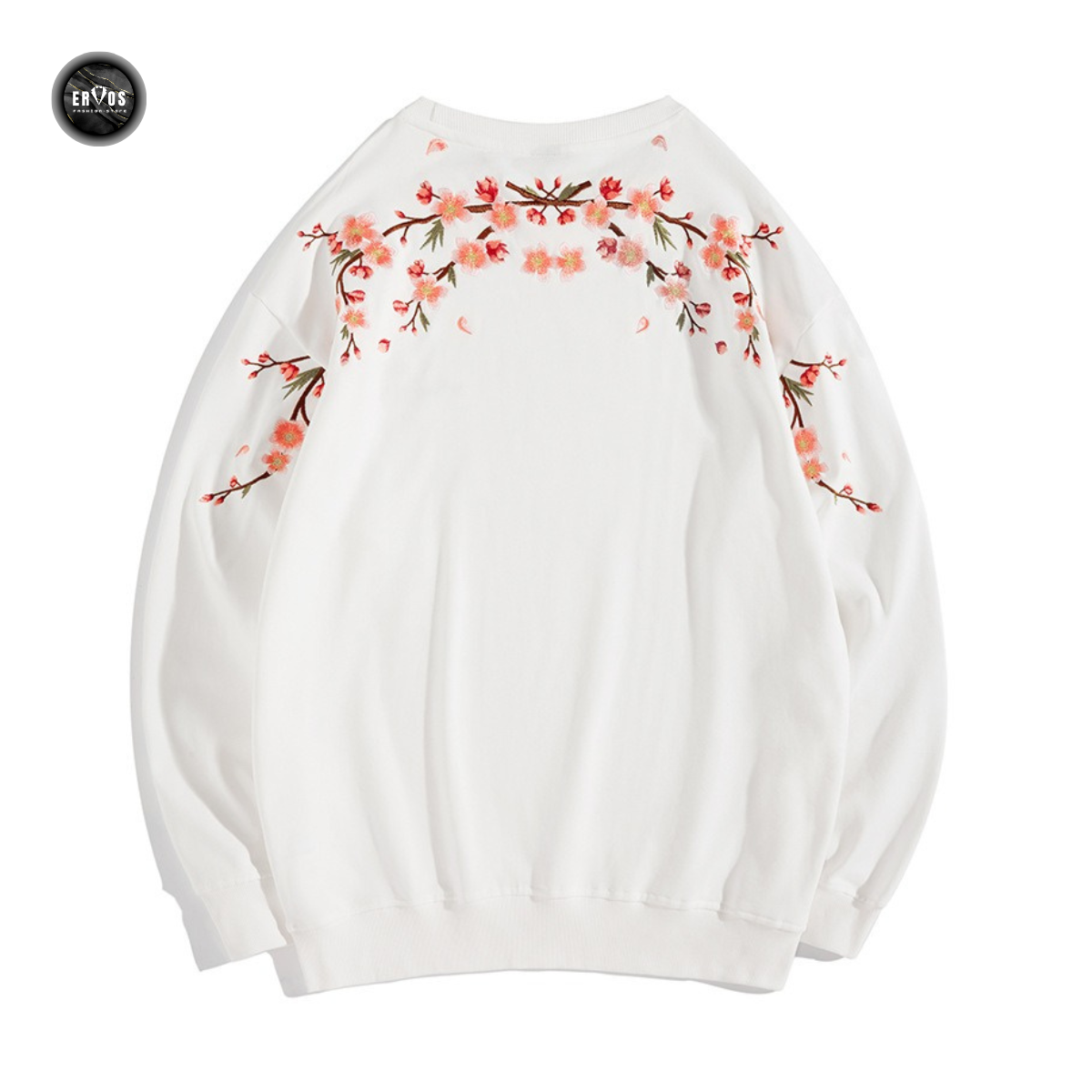 EMBROIDERY LONG-SLEEVED SWEATSHIRT PLUM BLOSSOM #L010 – ErosFashion2u