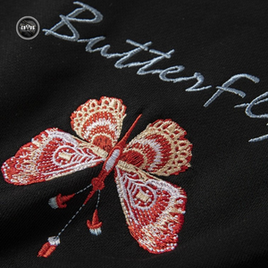 EMBROIDERY LONG-SLEEVED SWEATSHIRT BUTTERFLY #L013