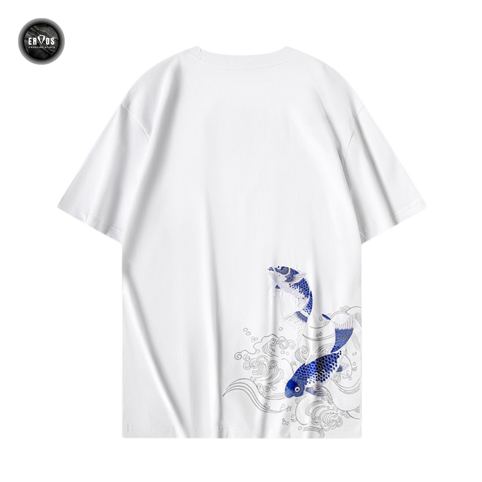 EMBROIDERY T-SHIRT BLUE KOI #064