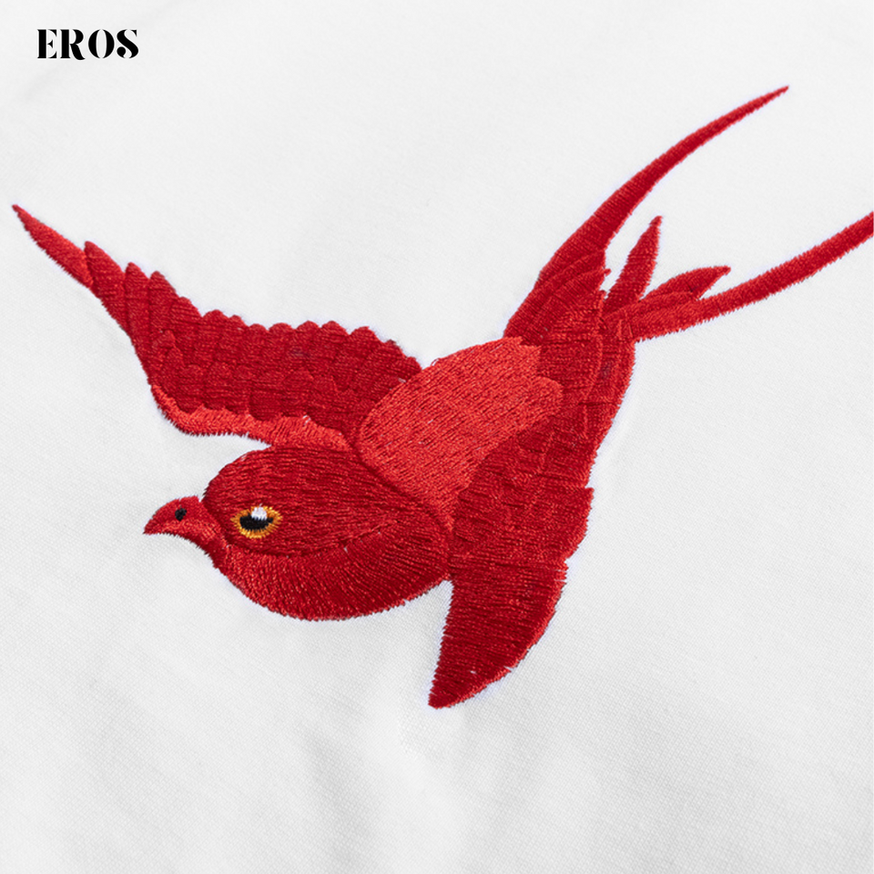 EMBROIDERY T-SHIRT RED SWALLOW #013