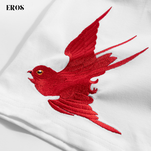 EMBROIDERY T-SHIRT RED SWALLOW #013