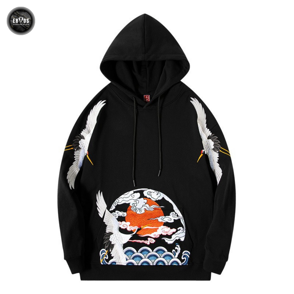 EMBROIDERY HOODIES CRANE H028