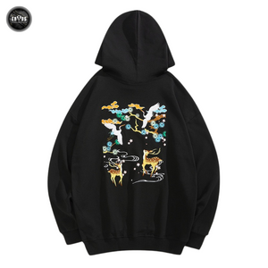 EMBROIDERY HOODIES CRANE & DEER H020