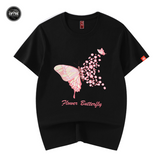 EMBROIDERY T-SHIRT FLOWER BUTTERFLY #005