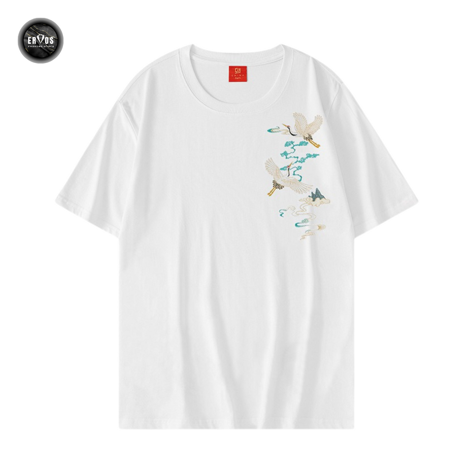 EMBROIDERY T-SHIRT CRANE #071