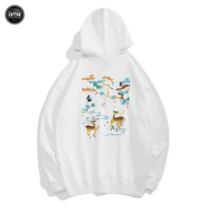 EMBROIDERY HOODIES CRANE & DEER H020