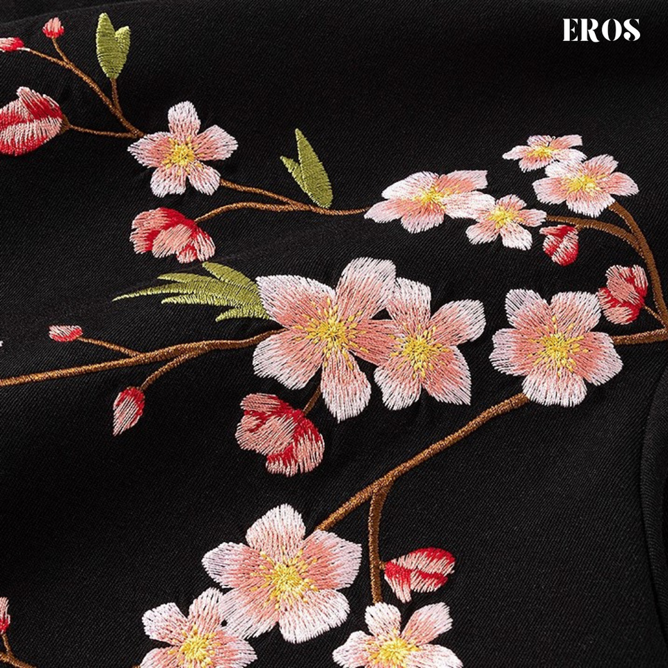 EMBROIDERY T-SHIRT PLUM BLOSSOMS #060