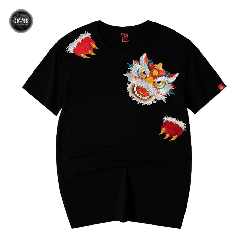 EMBROIDERY T-SHIRT LION DANCE AND BELL #012