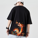 EMBROIDERY T-SHIRT FIRE FLAME DRAGON #017