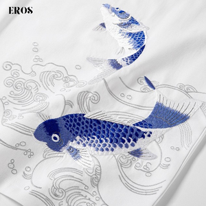 EMBROIDERY T-SHIRT BLUE KOI #064