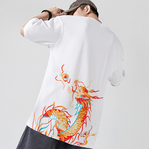 EMBROIDERY T-SHIRT FIRE FLAME DRAGON #017