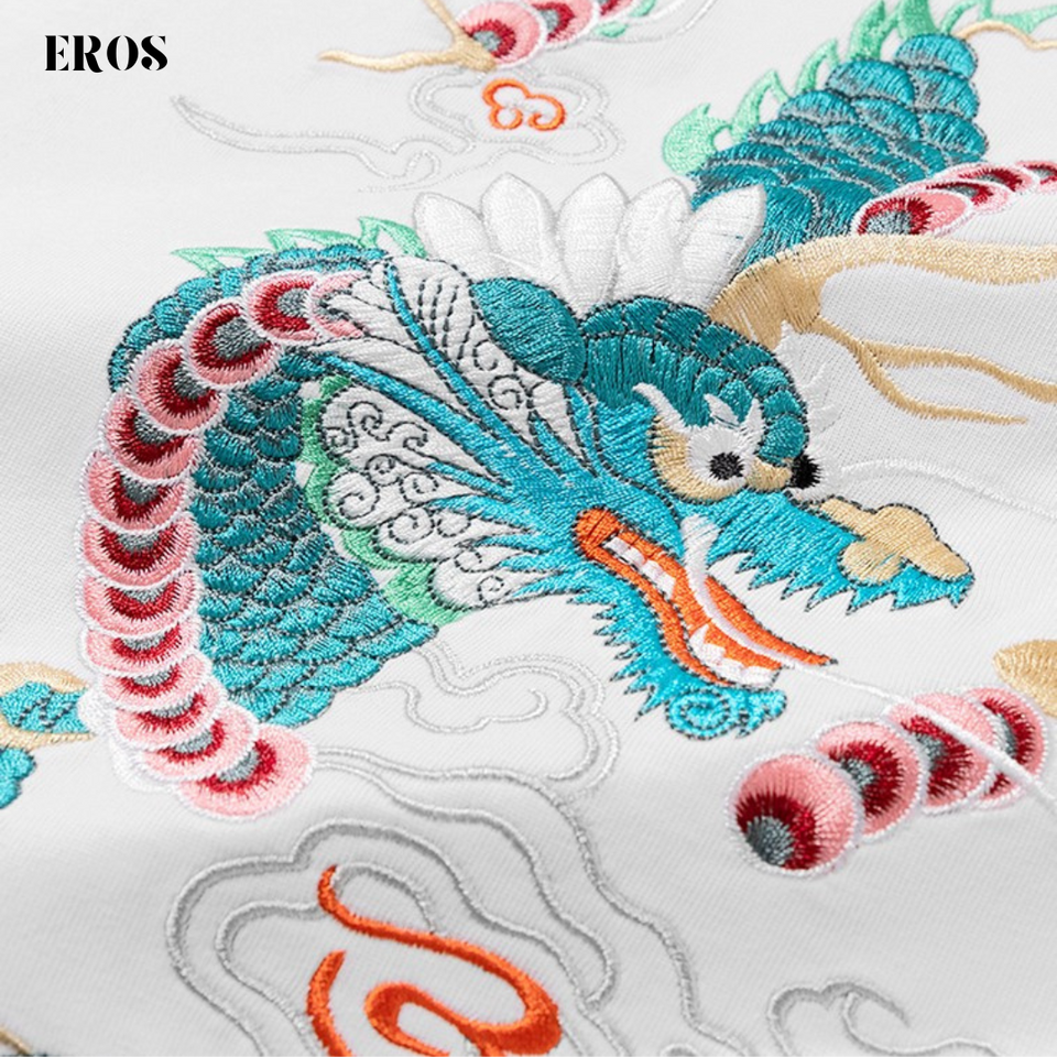 EMBROIDERY T-SHIRT GREEN DRAGON #018