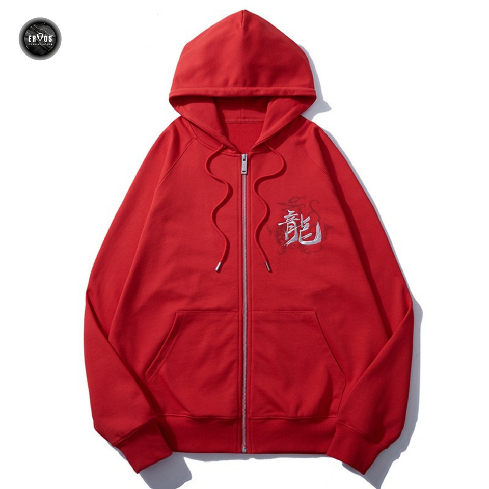 EMBROIDERY ZIP-UP HOODIES DRAGON H037