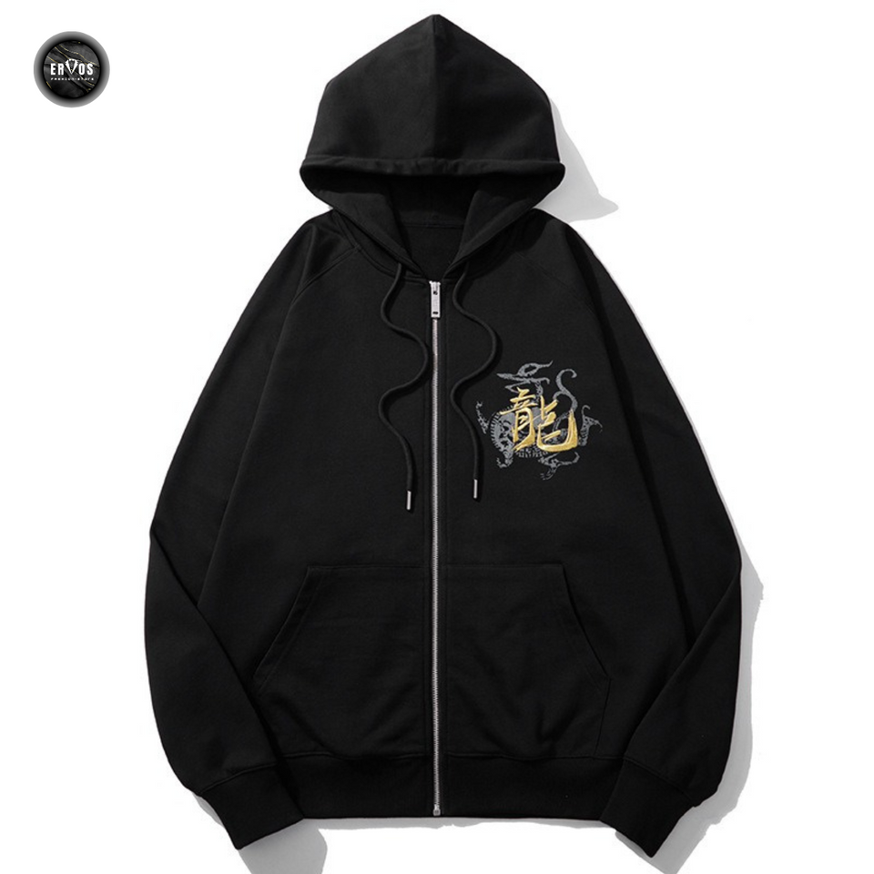 EMBROIDERY ZIP-UP HOODIES DRAGON H037