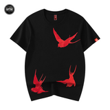 EMBROIDERY T-SHIRT RED SWALLOW #013