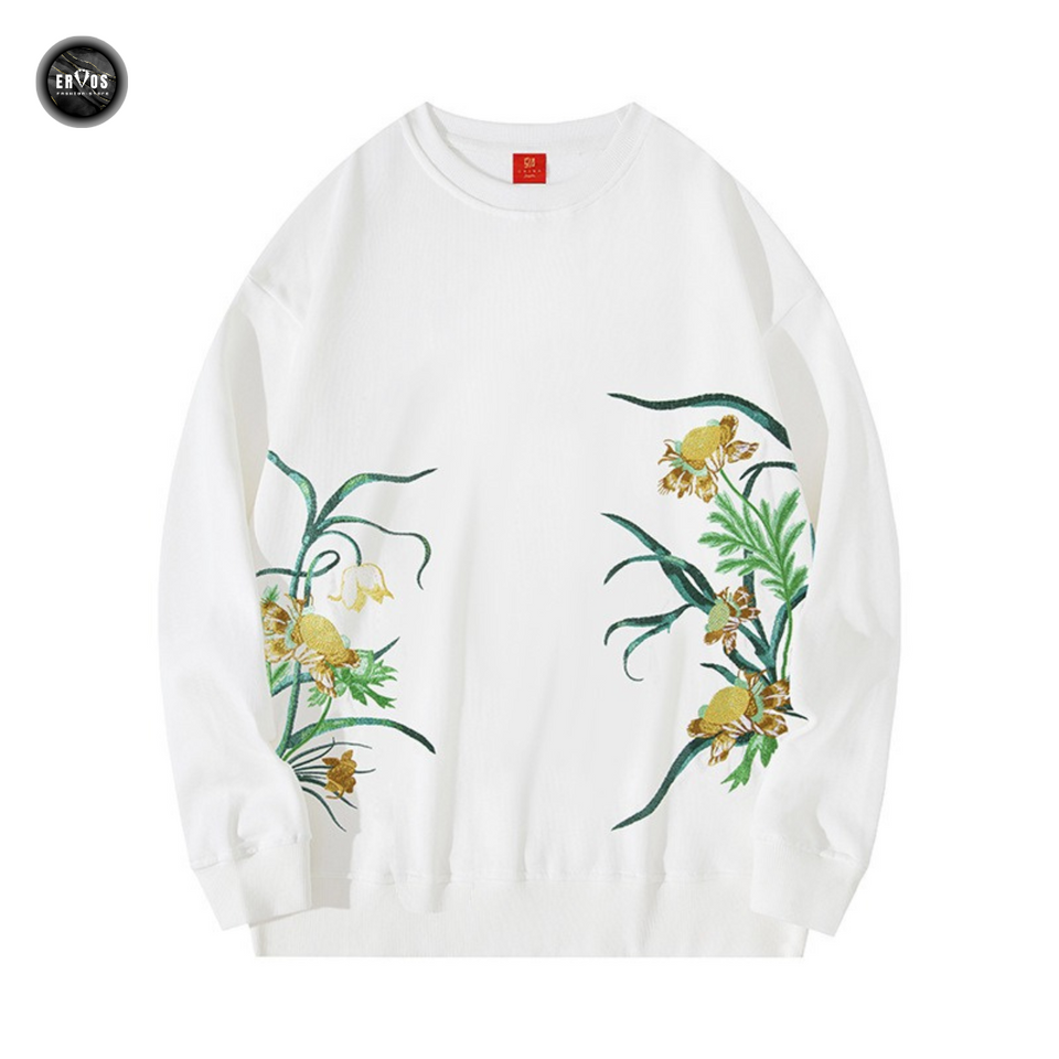 EMBROIDERY LONG-SLEEVED SWEATSHIRT FLORAL FRESHNESS #L02