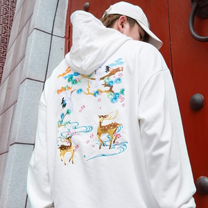 EMBROIDERY HOODIES CRANE & DEER H020