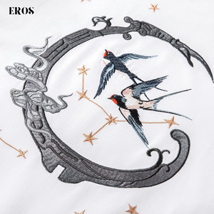 EMBROIDERY T-SHIRT MOON STARS SWALLOW #070