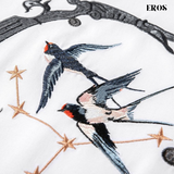 EMBROIDERY T-SHIRT MOON STARS SWALLOW #070