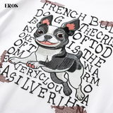 EMBROIDERY T-SHIRT CARTOON FRENCH BULLDOG #072