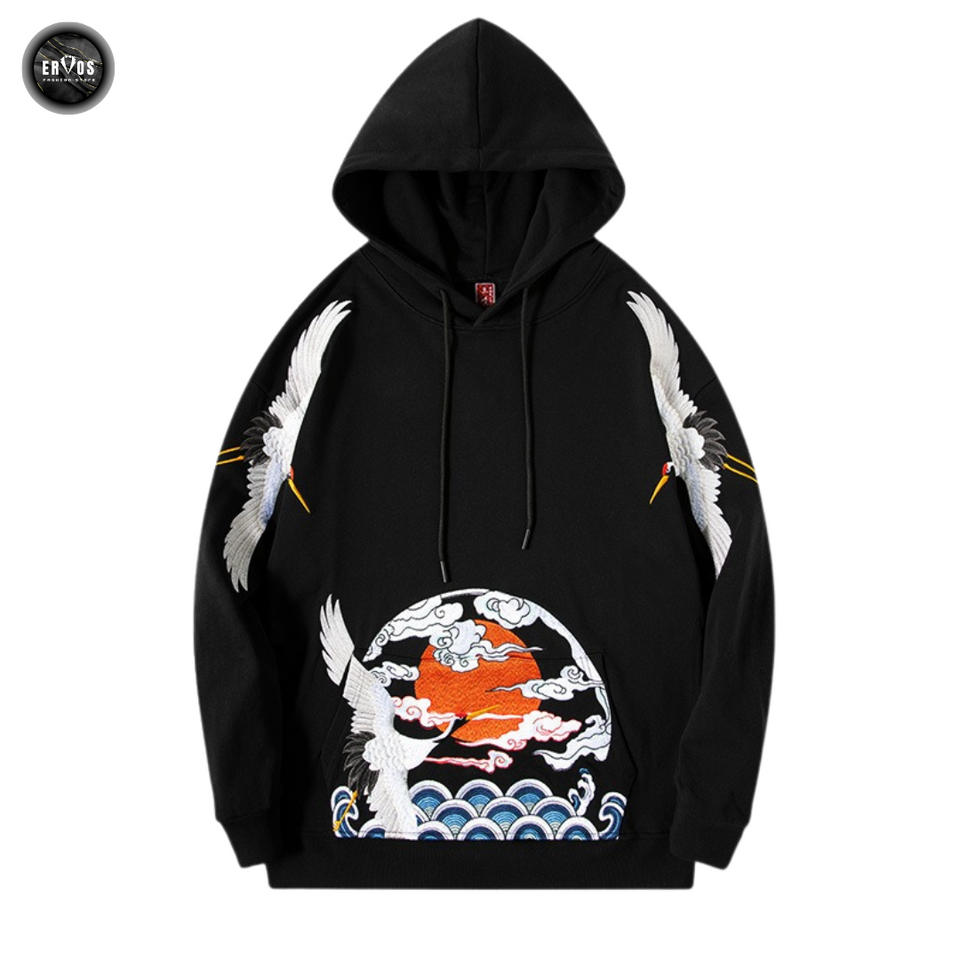 EMBROIDERY HOODIES CRANE H028