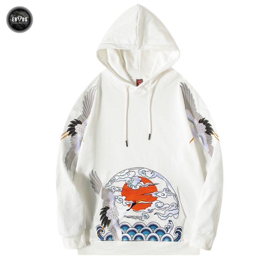 EMBROIDERY HOODIES CRANE H028