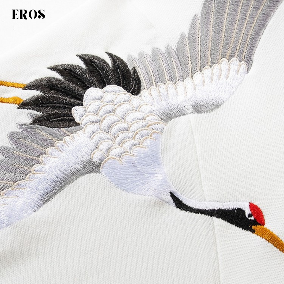 EMBROIDERY HOODIES CRANE H028