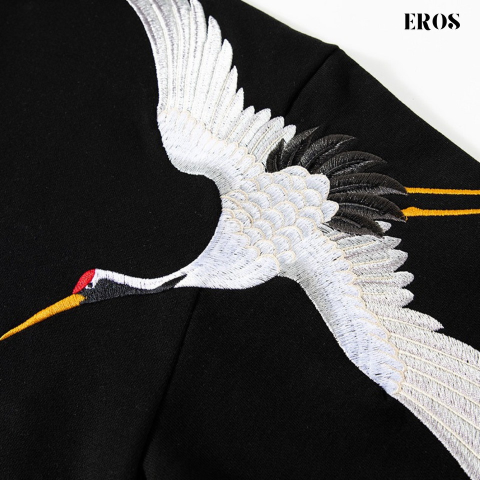 EMBROIDERY HOODIES CRANE H028