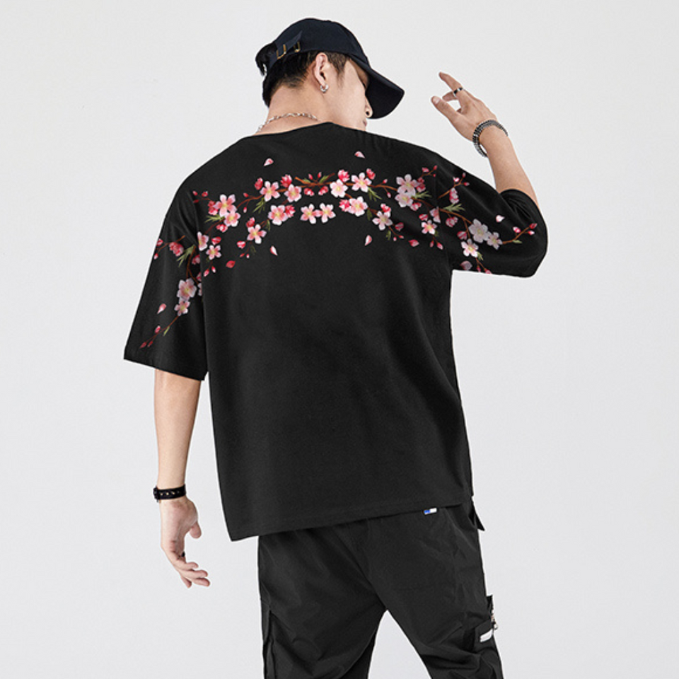 EMBROIDERY T-SHIRT PLUM BLOSSOMS #030