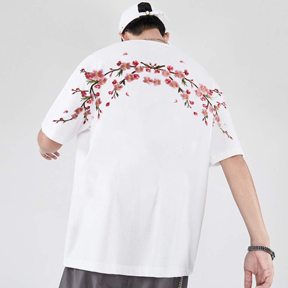 EMBROIDERY T-SHIRT PLUM BLOSSOMS #030