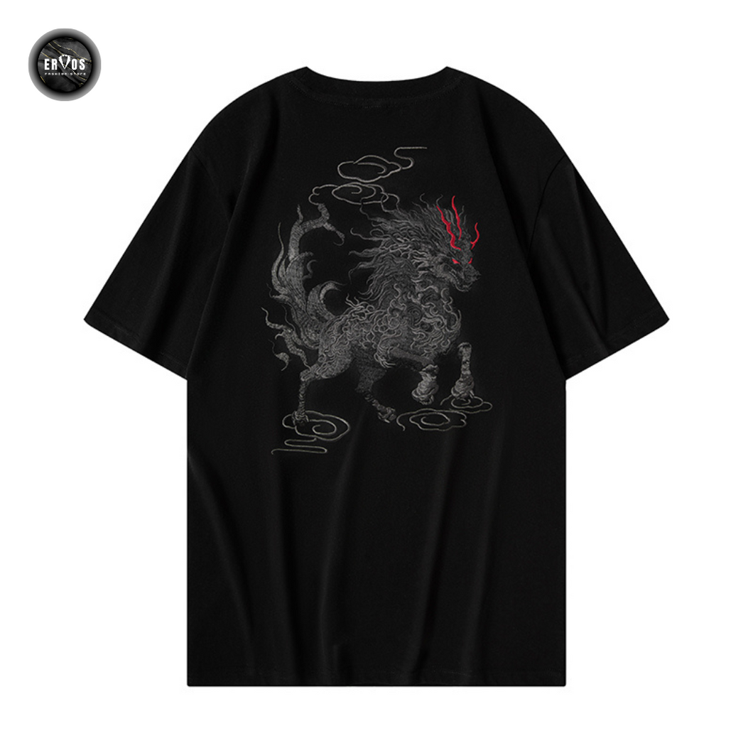 EMBROIDERY T-SHIRT QILIN IN CLOUDS #088