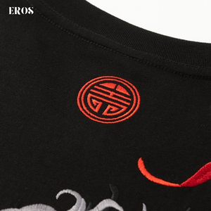 EMBROIDERY T-SHIRT RED SASH QILIN #034