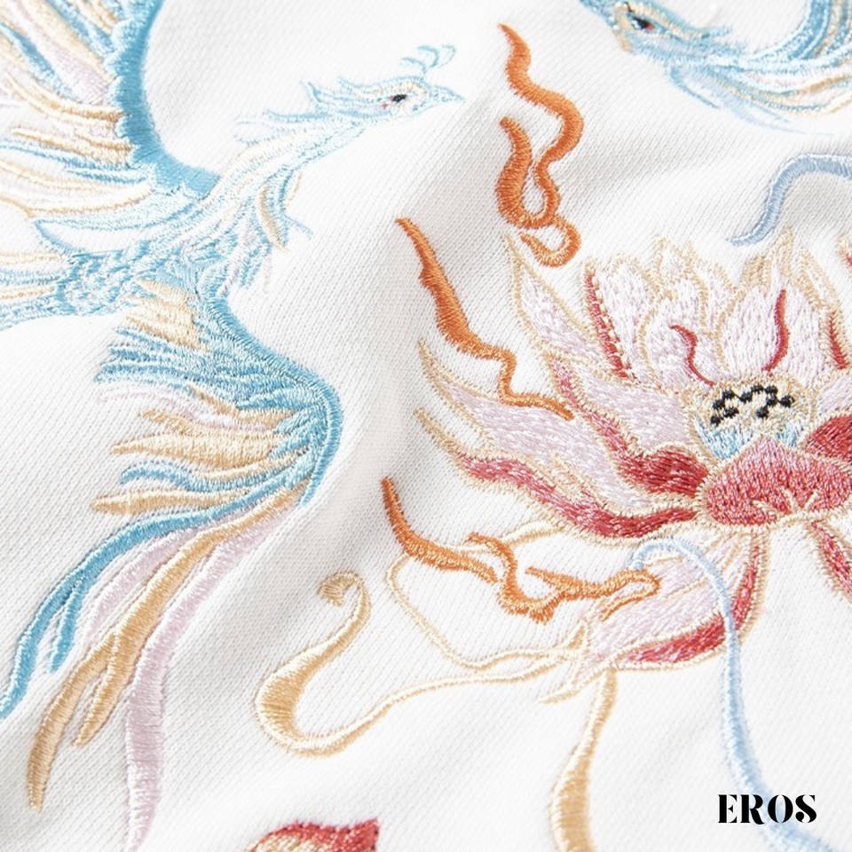 EMBROIDERY LONG-SLEEVED SWEATSHIRT PHOENIX & LOTUS #LS07