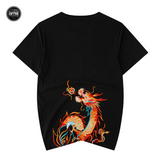 EMBROIDERY T-SHIRT FIRE FLAME DRAGON #017