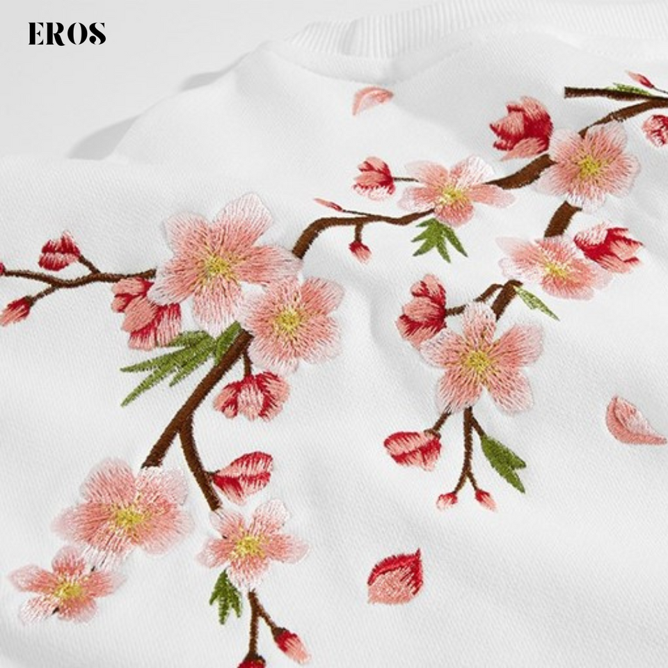 EMBROIDERY LONG-SLEEVED SWEATSHIRT PLUM BLOSSOM #LS10