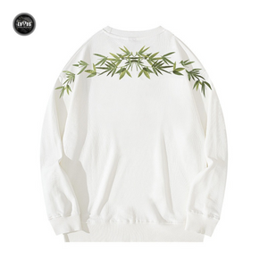 EMBROIDERY LONG-SLEEVED SWEATSHIRT BAMBOO LEAVES #L05