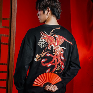 EMBROIDERY LONG-SLEEVED SWEATSHIRT BLAZING PHOENIX #L06