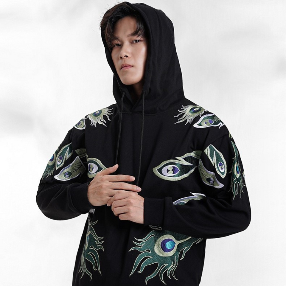 EMBROIDERY HOODIES PEACOCK H005