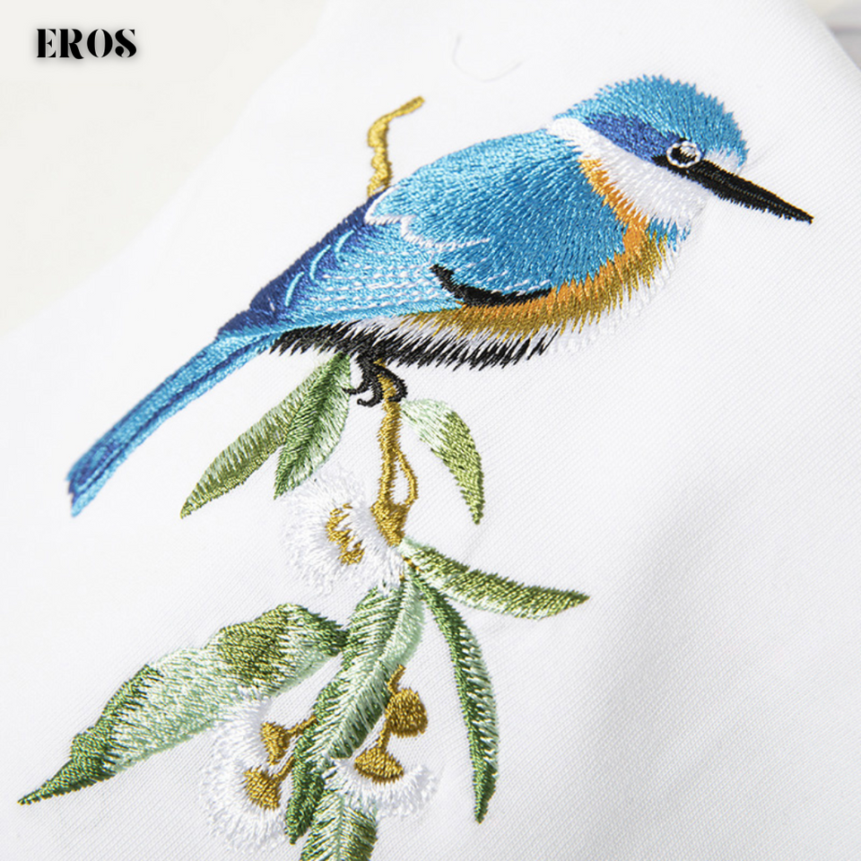 EMBROIDERY T-SHIRT KINGFISHER #098