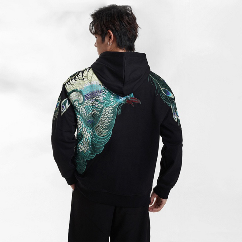 EMBROIDERY HOODIES PEACOCK H005