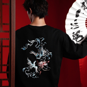 EMBROIDERY LONG-SLEEVED SWEATSHIRT PHOENIX & LOTUS #L07