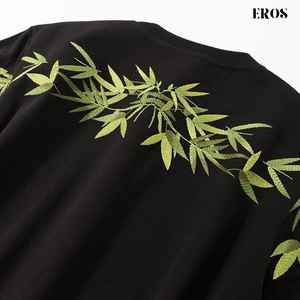 EMBROIDERY T-SHIRT BAMBOO LEAVES #043