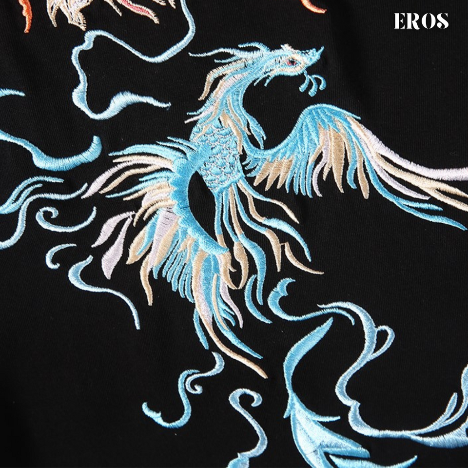 EMBROIDERY T-SHIRT PHOENIX AND LOTUS #004