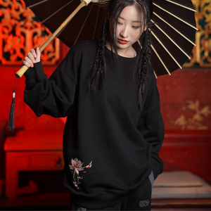 EMBROIDERY LONG-SLEEVED SWEATSHIRT PHOENIX & LOTUS #L07