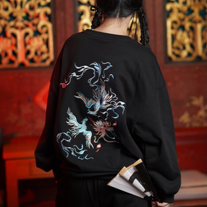 EMBROIDERY LONG-SLEEVED SWEATSHIRT PHOENIX & LOTUS #L07