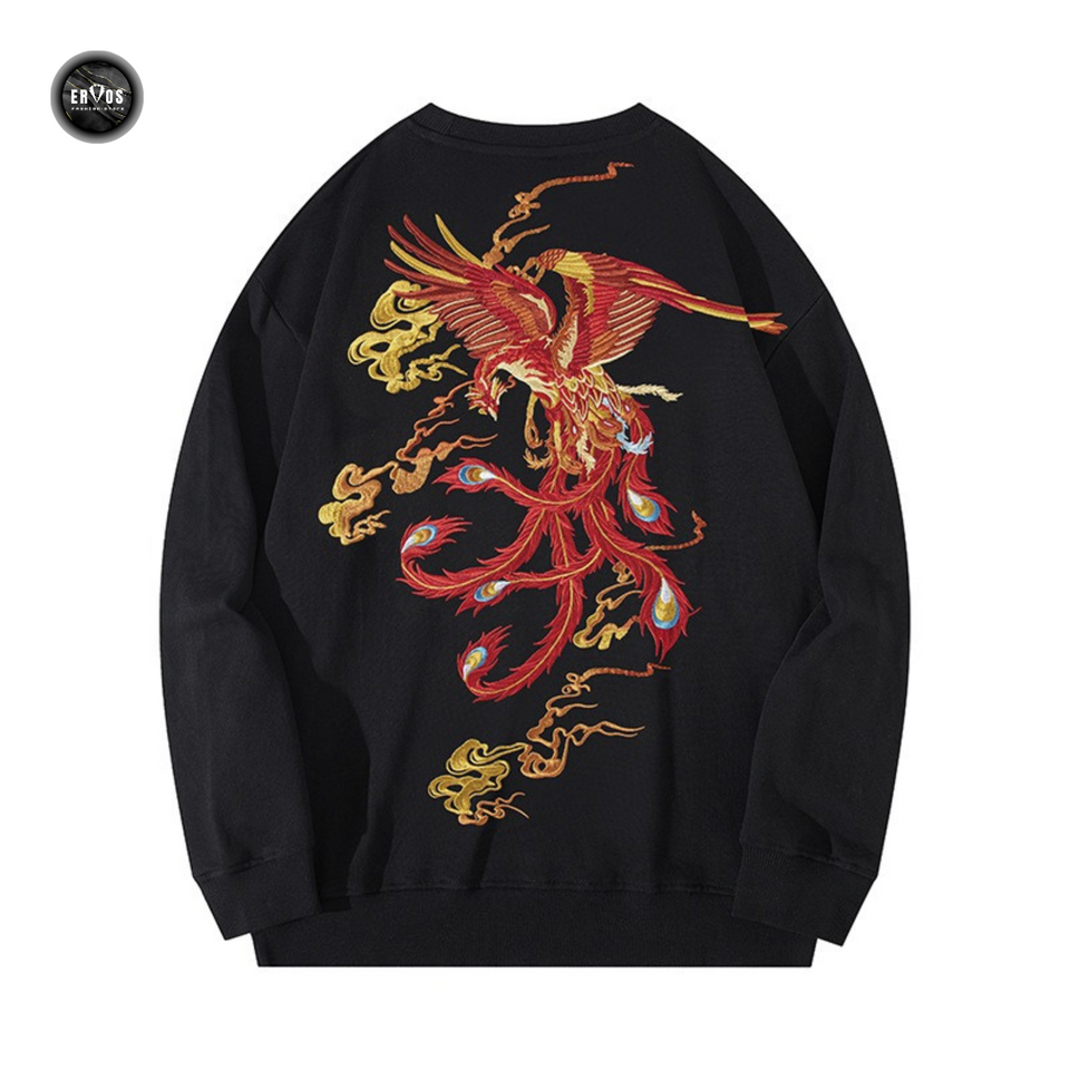 EMBROIDERY LONG-SLEEVED SWEATSHIRT BLAZING PHOENIX #L06