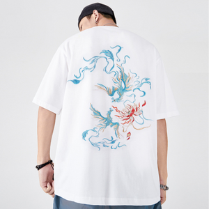 EMBROIDERY T-SHIRT PHOENIX AND LOTUS #004