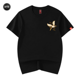 EMBROIDERY T-SHIRT FLYING CRANE WITH RED SUN #021