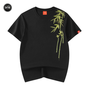 EMBROIDERY T-SHIRT BAMBOO TASSEL #044